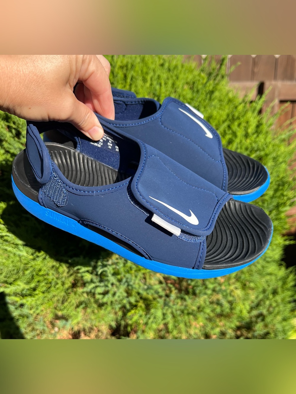 Nike Sunray Adjust Neoprene Sandals Hook Loop Size 3Y Youth Blue Navy